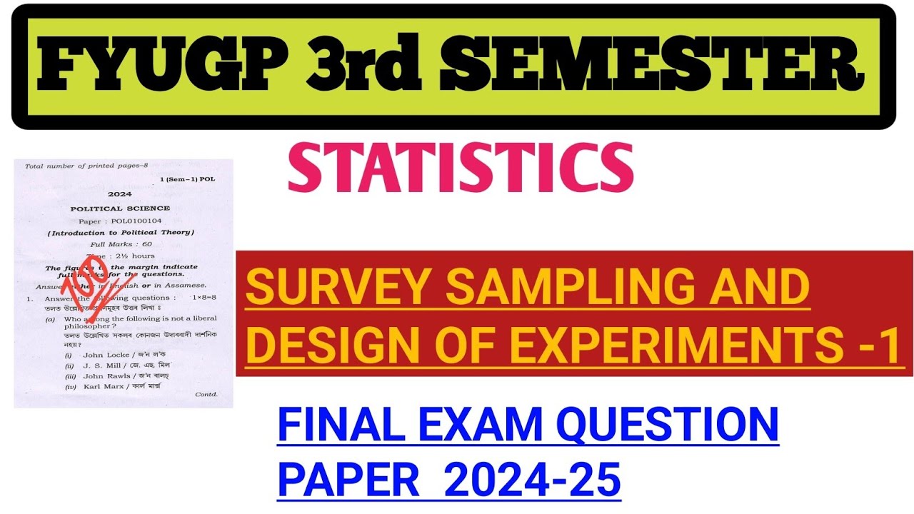 FYUGP 3rd semester statistics final Exam question paper pdf GU  I Can Help You 