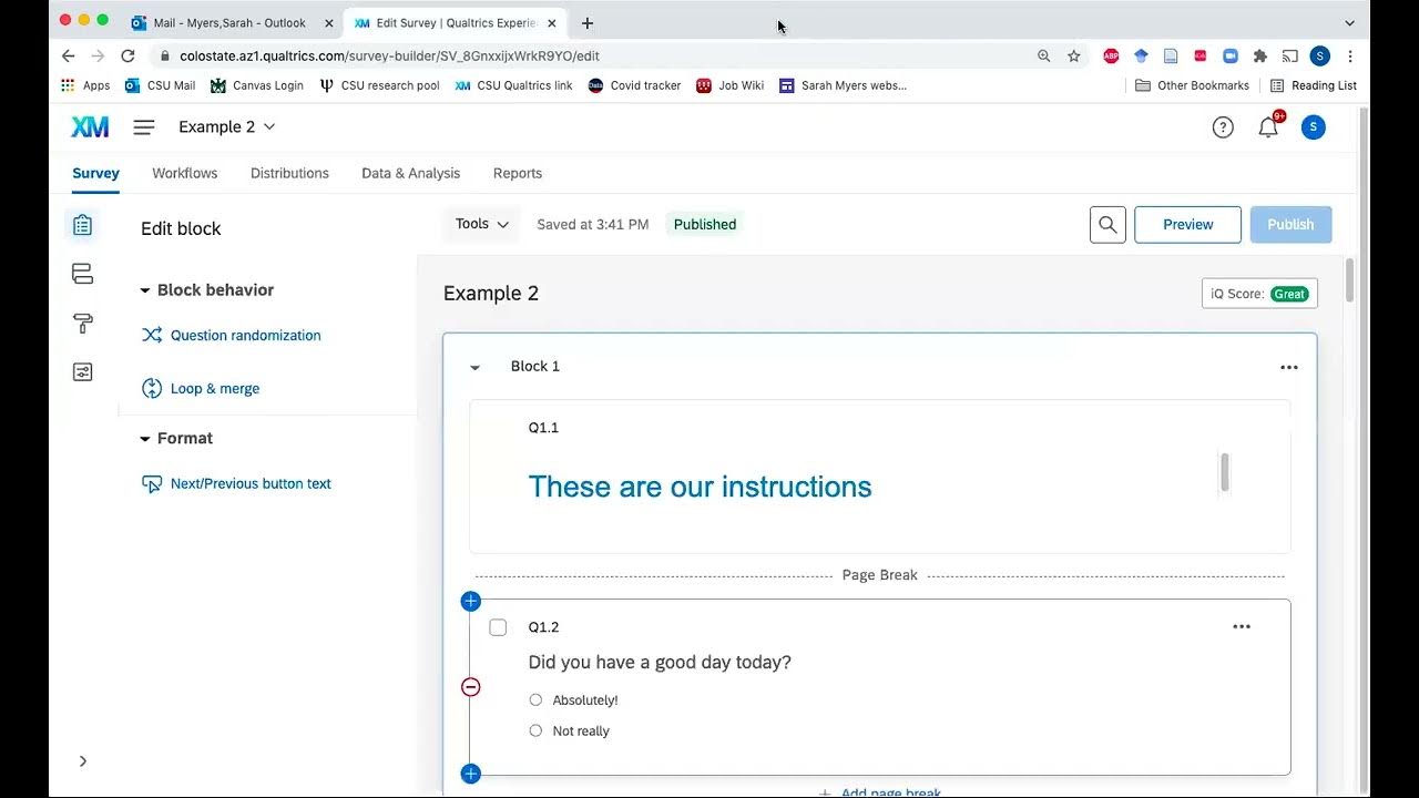 Qualtrics tutorial 3 survey options skip display pipe text