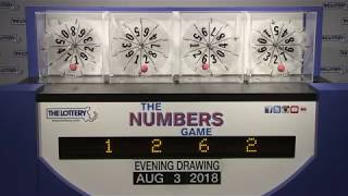 Evening Numbers Game Drawing: Friday, August 3, 2018