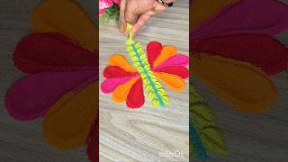 Easy Flower Rangoli Design 🌸 | Simple & Beautiful Daily Rangoli #shorts #satisfying #dailyrangoli