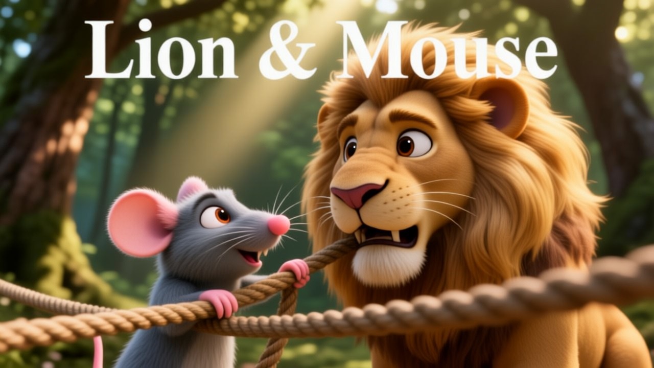 Lion & Mouse | Kids Bedtime Stories | Learning English with Stories | Tiny Adventures