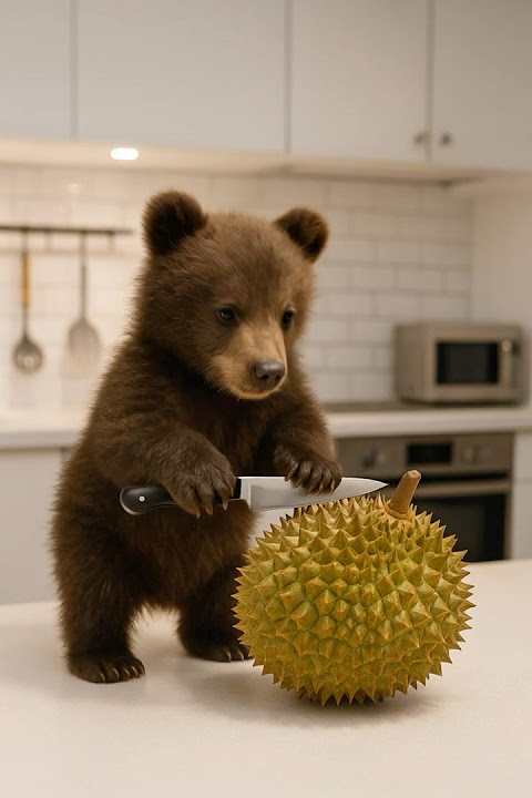 Bear Slices Open Durian… and Something Unexpected BURST Out?! 🐻🔥