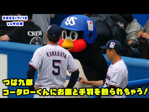 つば九郎　コータローくんにお腹と手羽を触られちゃう！　2023/7/12 vs中日