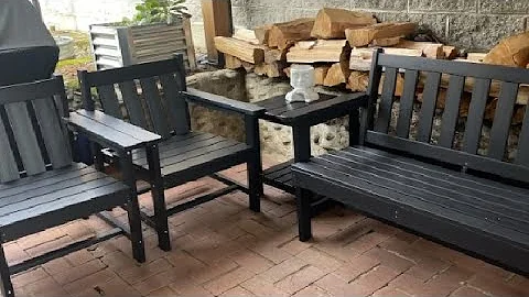 SERWALL Outdoor Bench, HDPE Outdoor Benches Weatherproof, 2 Person Garden Bench, easy to clean and