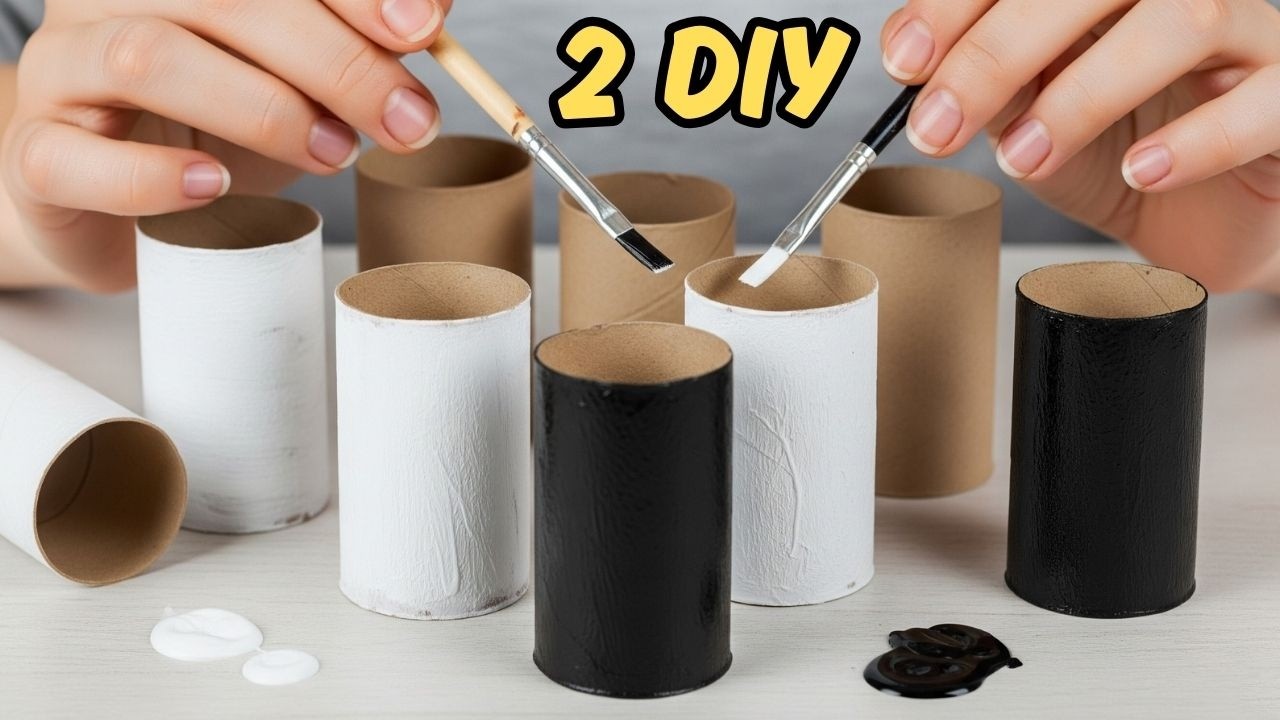 Black and White Toilet Paper Rolls DIY Ideas 🤍🖤 2 Amazing Upcycling Crafts ♻️ Easy Handmade Decor