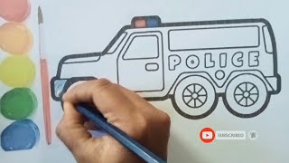 BELAJAR MENGGAMBAR DAN MEWARNAI MOBIL POLISI