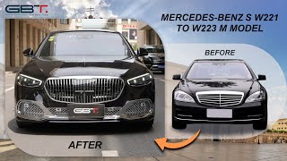 GBT Bodykit installation video -- For Benz W221 To W223 Front Bumper Kits Mercedes S Class W221 To W223 Bodykit Conversion Full Installation Guide