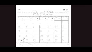 Starfall Calendar May 1, 2026 