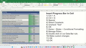 Create progress bar in excel with percentage - Excel Tips and Tricks