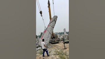 Two Cranes Hoisting Huge Natural Stones- Wisdom Tips Tools Machines Easy Easyway Easywork !