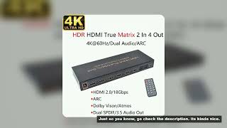 HDMI-compatible Matrix 4K@60Hz Switch Splitter 2 In 4 Out V2.0 2160P ARC UHD HDR Audio Extractor IR