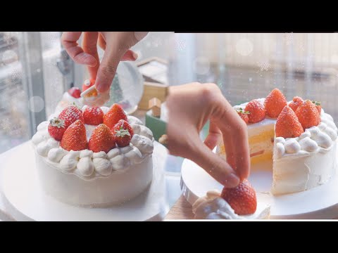 (Ko cần lò) Hướng dẫn làm bánh kem Dâu Tây bồng bềnh | Japanese Strawberry shortcake |