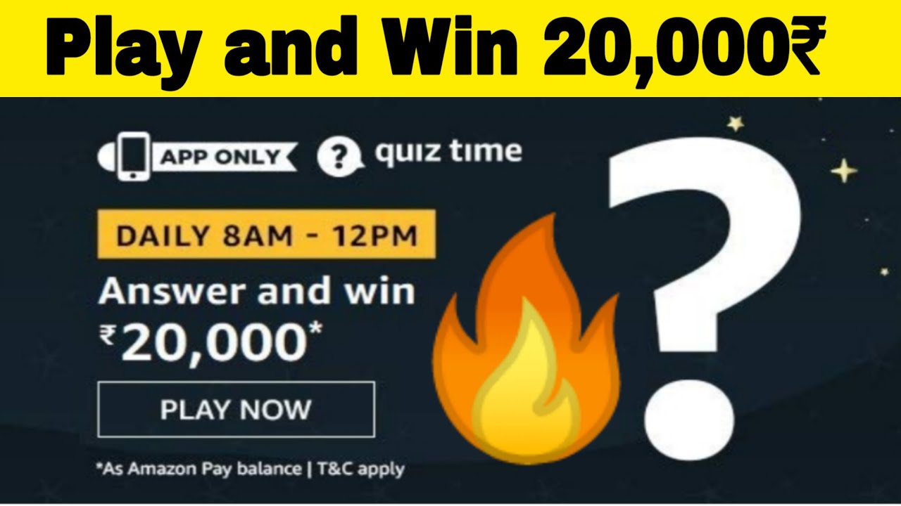 Play and Win 20000 | Amazon daily quiz answers | Amazon quiz today | Amazon fun zone quiz