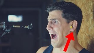 BODYBUILDER VS BLOWGUN EAR PIERCING | Crazy Ear Piercing Challenge Gone Wrong