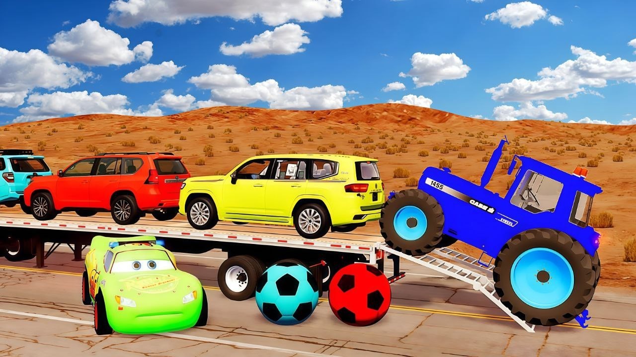 Flatbed Truck Mcqueen | Transportation with Truck - Pothole vs Car #6 - BeamNG.Drive