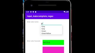 Android App: Autocomplete and Regex demo screenshot 1