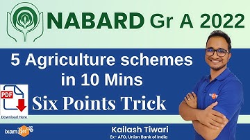 NABARD 2022 |ARD Schemes|  5 Agriculture Schemes in Ten Minutes| Six Point Trick | By Kailash Tiwari