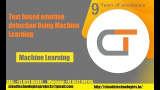 Text based emotion detection Using Machine Learning  | Cloud Technologies | IEEE Projects Hyderabad