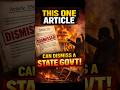 One Article can dismiss State Government Article 356 🤔 #indianpolitics #didyouknow #politicalfacts