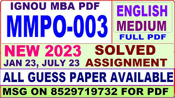 mmpo 003 solved assignment 2023 / mmpo 3 solved assignment 2023 in english / ignou mba 2022-23
