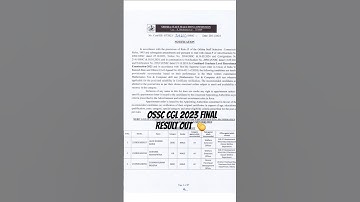 OSSC CGL 2023 FINAL RESULT OUT.