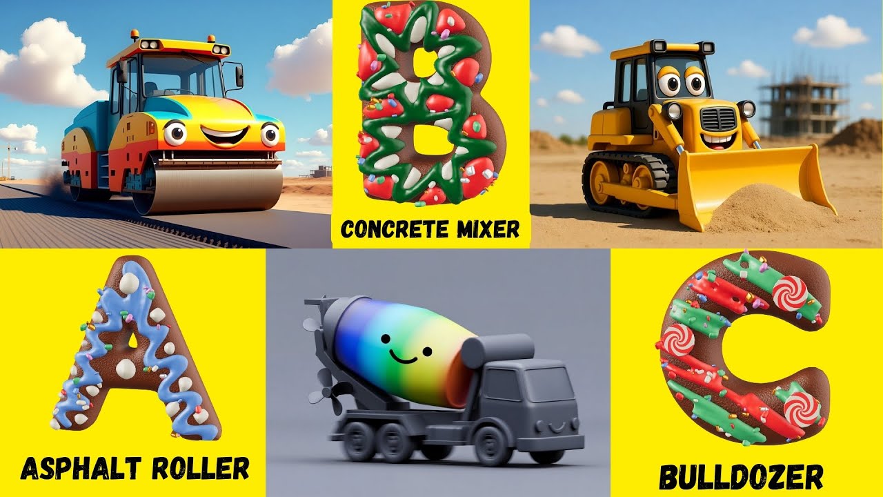 Песенка про строительную технику ABC | Изучаем грузовики и технику для детей 
