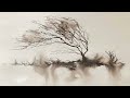SIMPLE Beginner's 5 MINUTE Winter Trees Experiment! Watercolor ink landscape painting Tutorial demo
