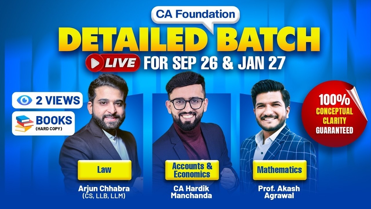 CA FOUNDATION NEW BATCH | LIVE | SEP 26 | JAN 27 | MAY 27 - YouTube