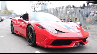 Ferrari 458 speciale, launch control fail! loud exhaust sounds! drive
by