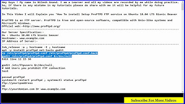 How To install Setup ProFTPD FTP Service on Ubuntu 18.04 LTS Bionic Beaver