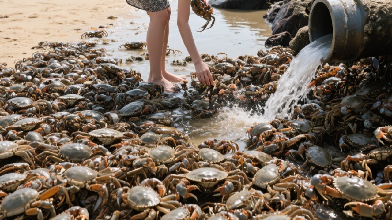 【English sub】小章赶海运气爆棚，刚到海滩竟发现面包蟹和大龙虾，下一秒竟还有海鳗成群聚集【赶海小章官方频道】