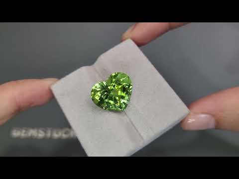 Mint green tourmaline in a high-precision cut 13.87 carats, heart shape Video  № 3