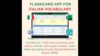 Italian Vocabulary Flashcards | Excel App | 1,200 Most Common Italian Words with Audio + Examples
