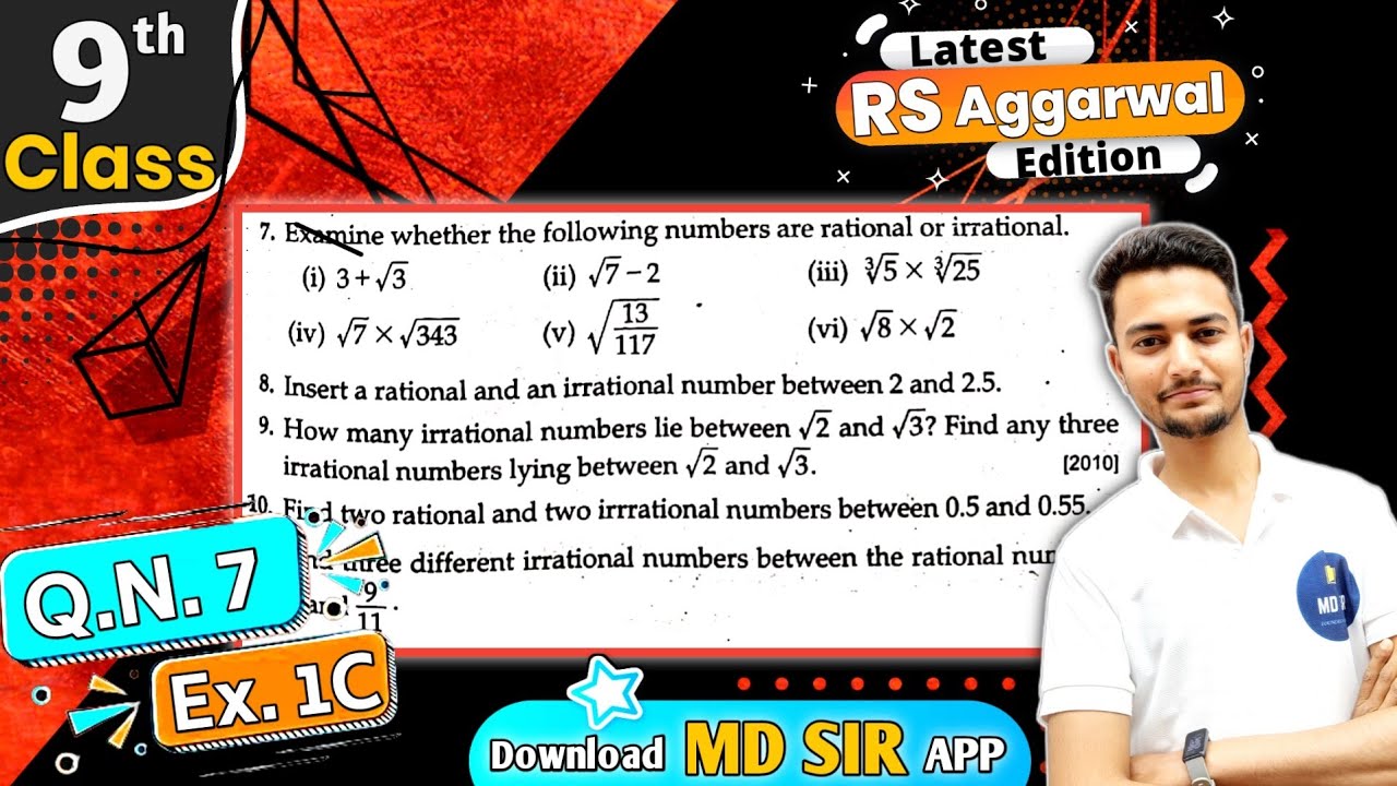 Rs Aggarwal Class 9 Chapter 1 | Exercise 1C Question number 7 | Number System | Md Sir Class 9