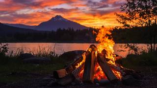🔥 Peaceful Lakeside Campfire at Sunset — Relaxing Fire Sounds for Sleep screenshot 5