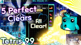 Tetris 99 - 5 Midgame Perfect Clears and Many T-Spins