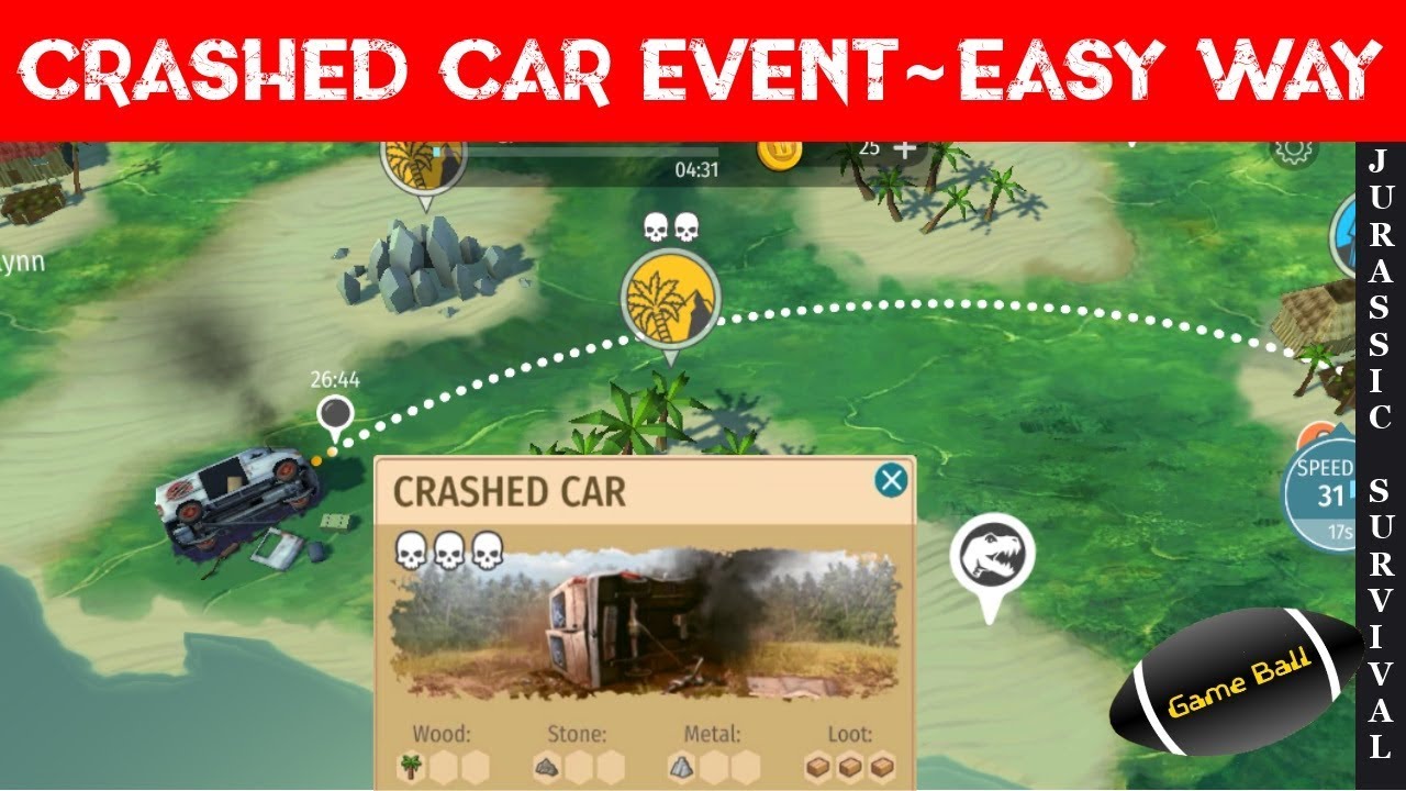 CRASHED CAR  Event - Easy Way Guide Jurassic Survival Hevea Fruit