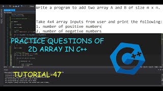 PRACTICE QUESTION OF 2-D ARRAY C++ | Tutorial 47| Two Dimensional Arrays C++| Class 47 | Urdu/Hindi