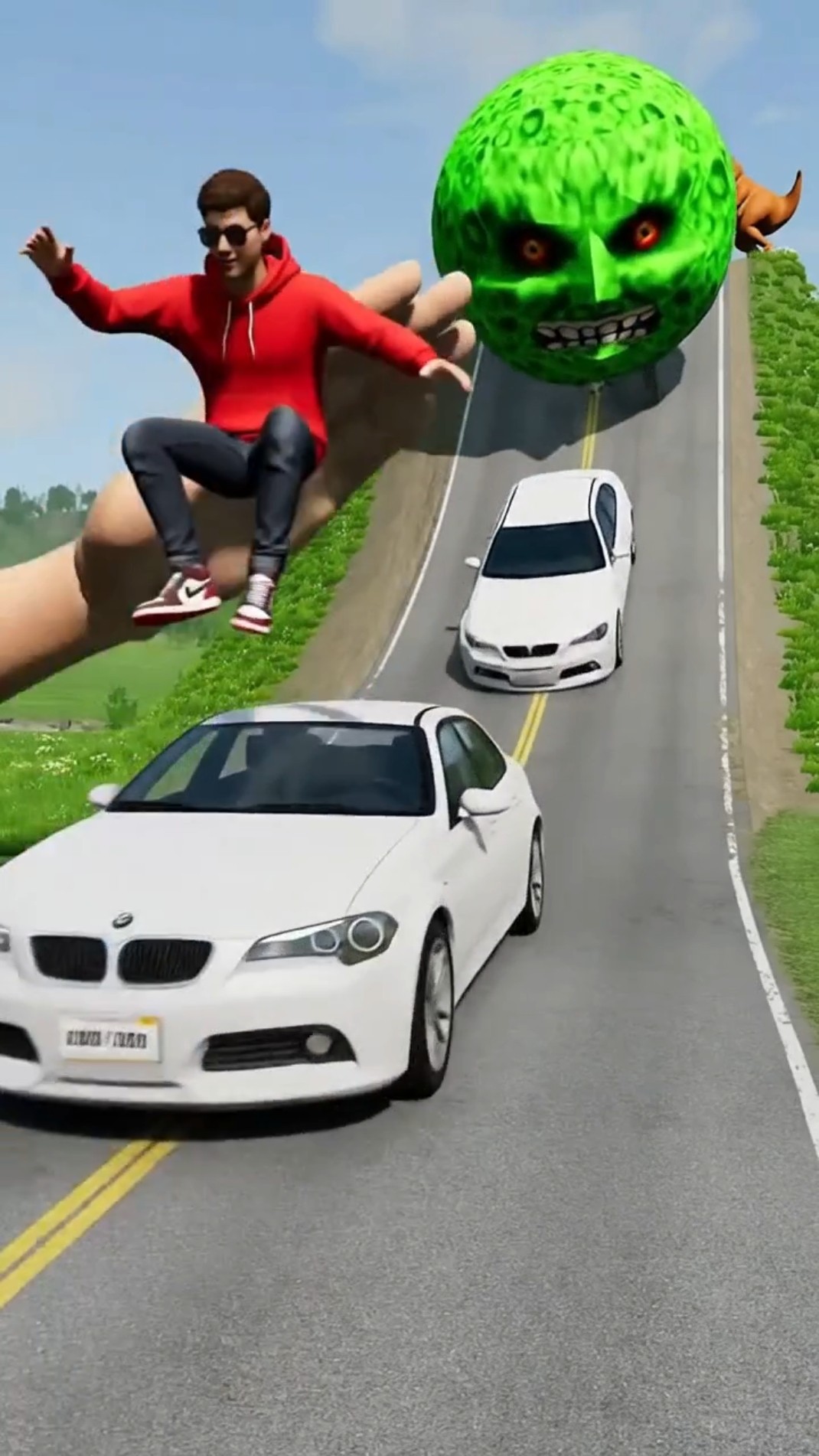 Cars vs Giant Hand Slap in the game #shorts - YouTube