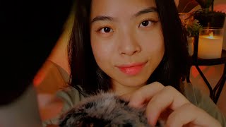 Slow & Close Up ASMR To Feel Connected 🍄 Face Touching/Brushing & Hand Movements (Fluffy Mic Sounds)