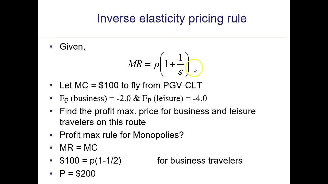 Inverse elasticity pricing rule - YouTube