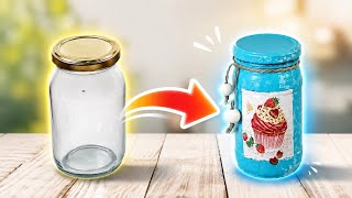 ✨ Turn a Simple Glass Jar into a Beautiful Decorative Piece | Easy DIY Upcycling Idea ♻️🩵🏺