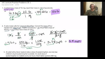 Chem 161 Lecture 1 K Practice Problem 2