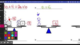 Math 9 Lesson 6.5 Solving Equations with Scales