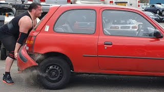 Car Deadlift RAW Toyota Starlet 300kg 5 repetitions!