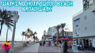 Walking Hollywood Beach Broadwalk, South Florida (4K)