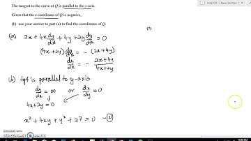 Tangent Parallel to y-axis June 2013 C4