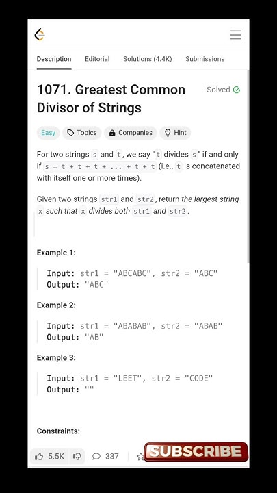 Leetcode 75 || Problem.1071 | Greatest Common Divisor of Strings | # ...