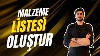 Mimerra Eğitim Serisi 22. Video - Malzeme Listesi Oluştur