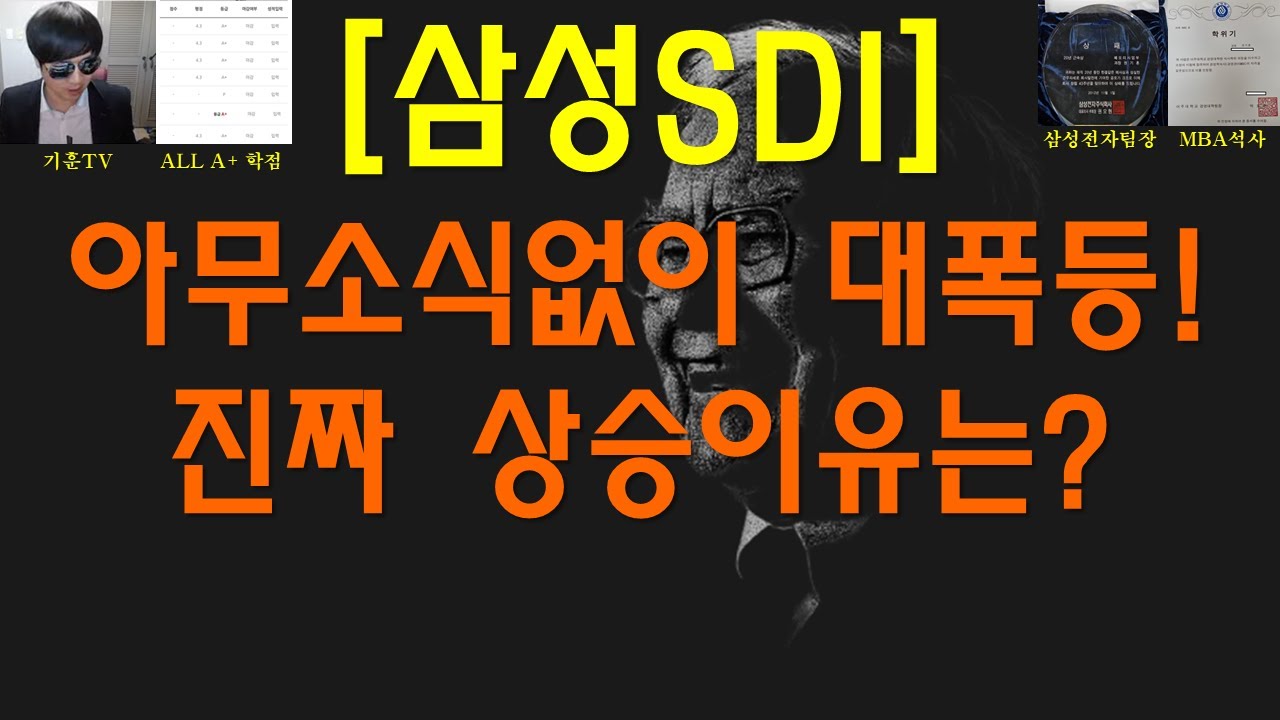 주식투자]삼성SDI(아무소식없이 대폭등!진짜 상승이유는?) - YouTube